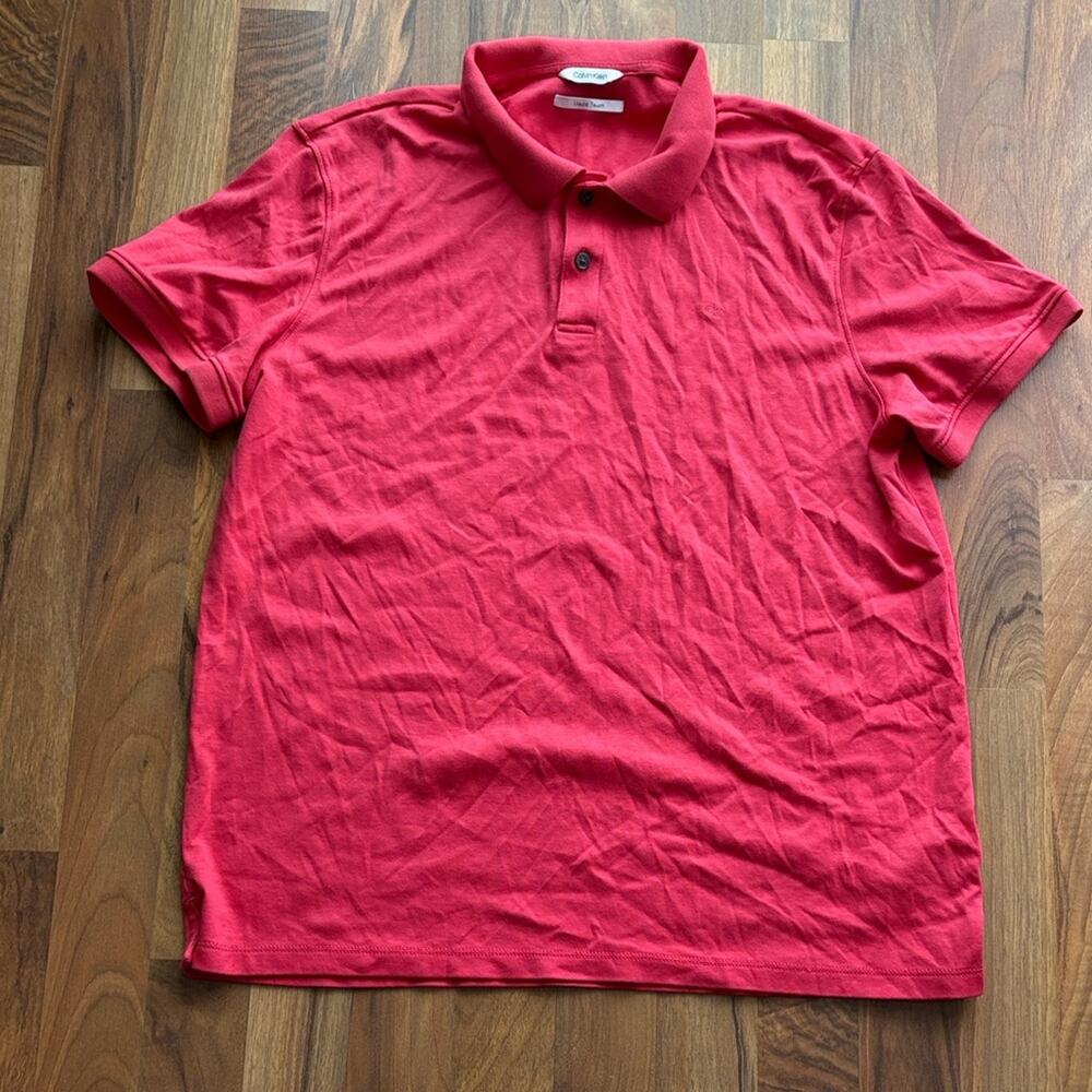 Calvin Klein Men’s Cherry Red Polo Shirt with CK Embroidery no size tag (M/L)